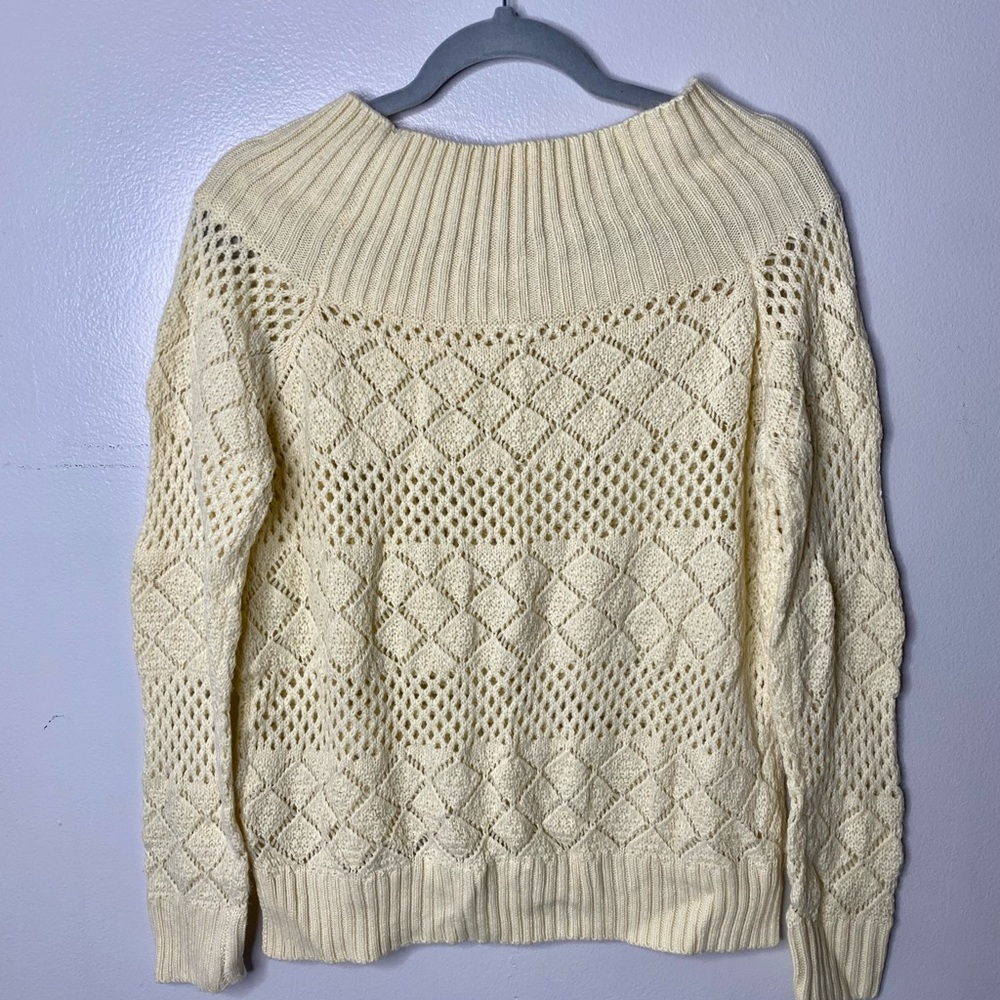 Fashion Nova Cream Off The Shoulder Sweater Size S/M